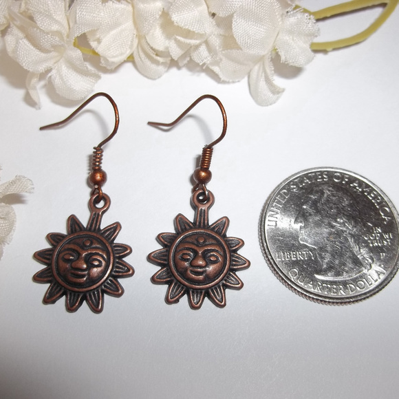 Earrings Copper Sun Boho Bohemian Style Set 3411 - Picture 6 of 6